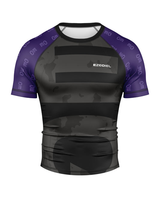 Competição purple belt short sleeves rash guard