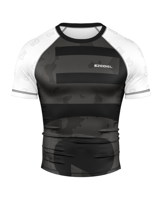 Competição white belt short sleeves rash guard
