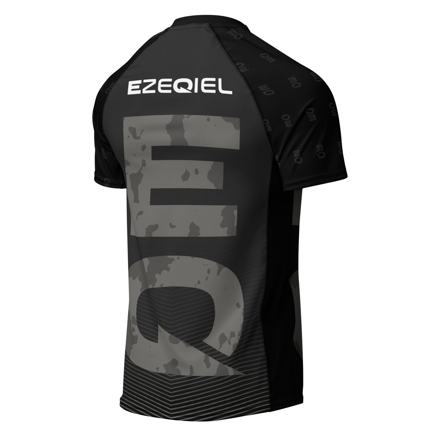 Competição black belt short sleeves rash guard back
