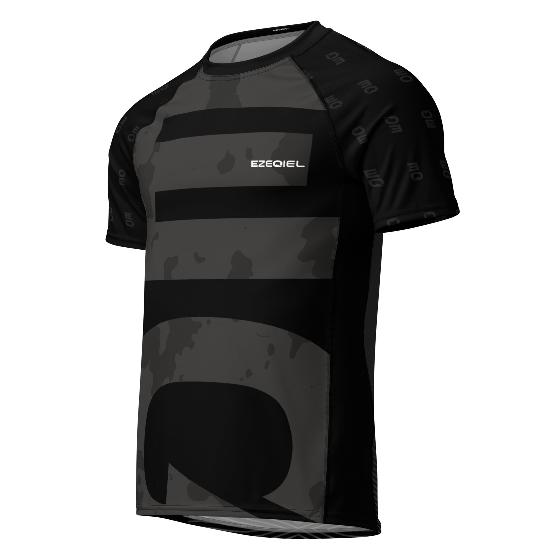 Competição black belt short sleeves rash guard front
