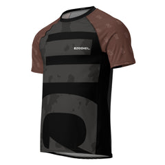 Competição brown belt short sleeves rash guard front